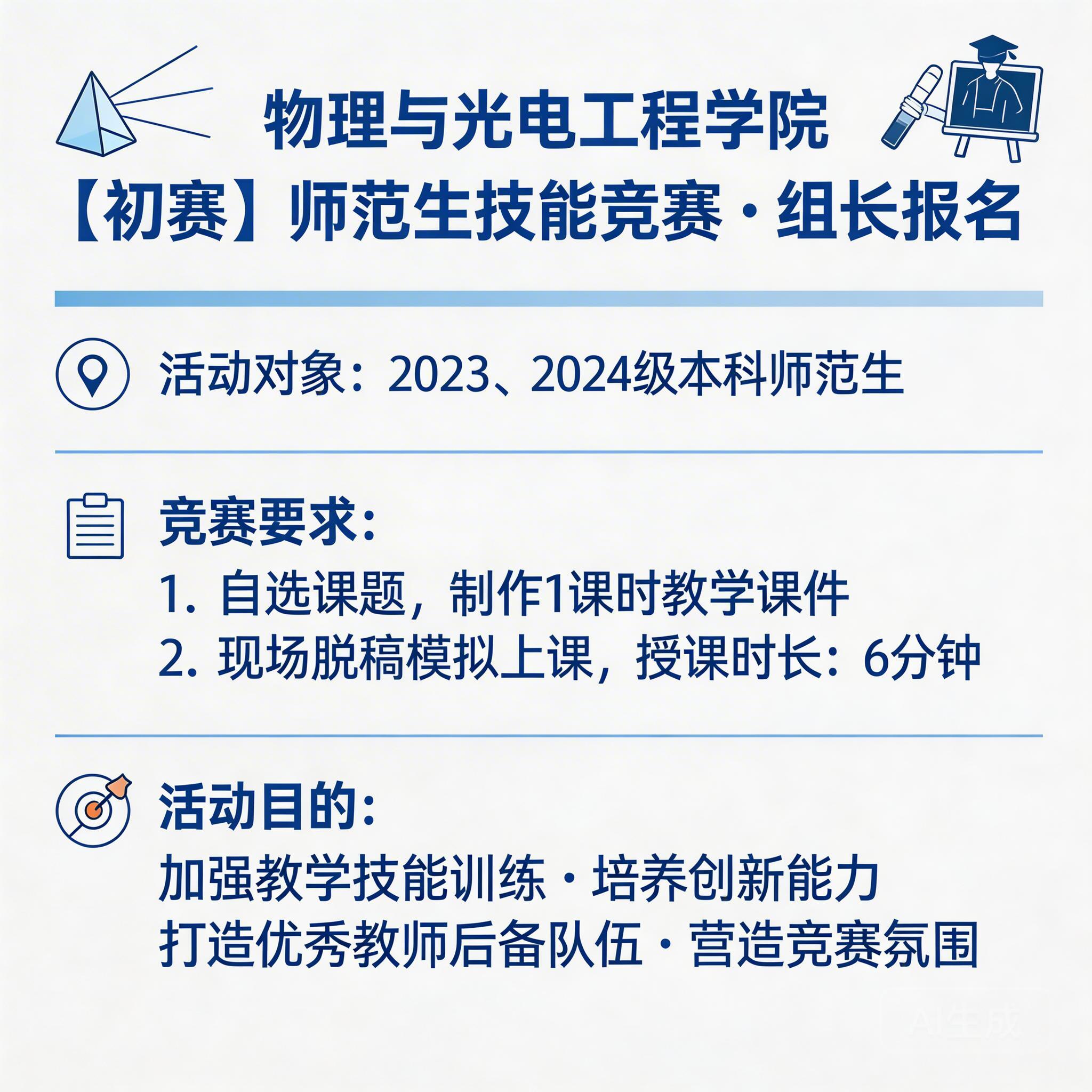 【初赛】物电学院师范生技能竞赛组长报名